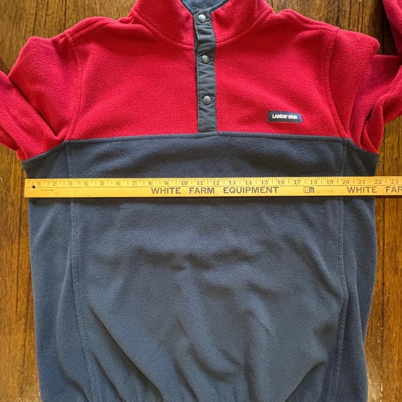 Lands' End men's blue and red 1/4 snap closure polar fleece pullover size M - Picture 14 of 16